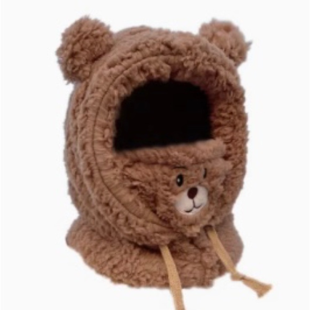 Beat hat, mask, one-piece. Cute warm fur hat